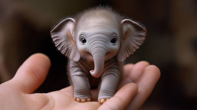 Niedlicher Baby-Elefant auf menschlicher Hand