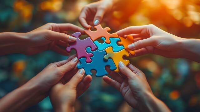 Zusammenarbeit & Teamwork symbolisiert durch ein Puzzle