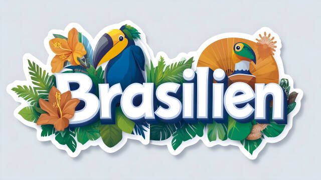 Brasilien-Illustration mit tropischen Tieren und Pflanzen